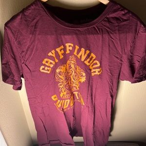 Harry Potter Men’s Gryffindor Quidditch w/Crest Tee Color Burgundy Size Large
